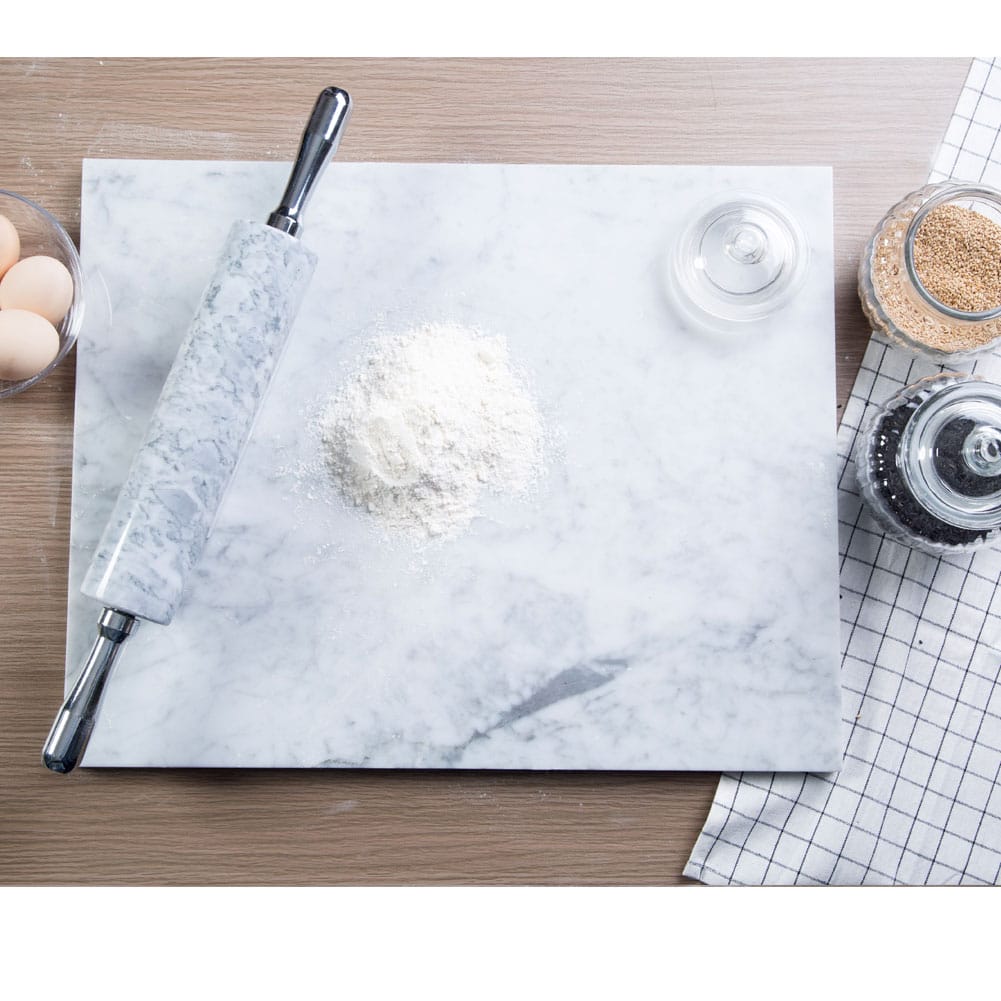 Diflart Natural Marble Pastry Board for Kitchen, 16x20 Inch, White, Marble Slab for Cheese, Cutting, Serving, Carrara Bianco Marble Stone Board, Christmas Thanksgiving Gift