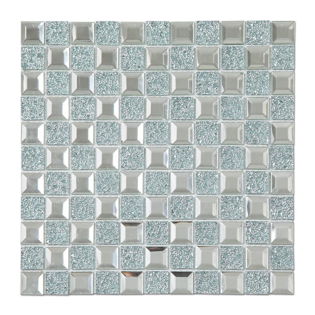 Diflart Mirror Glass Mosaic Tile Crystal Diamond Tile 3/4 inch Backsplash for Kitchen Bathroom Wall Pack of 5 Sheets
