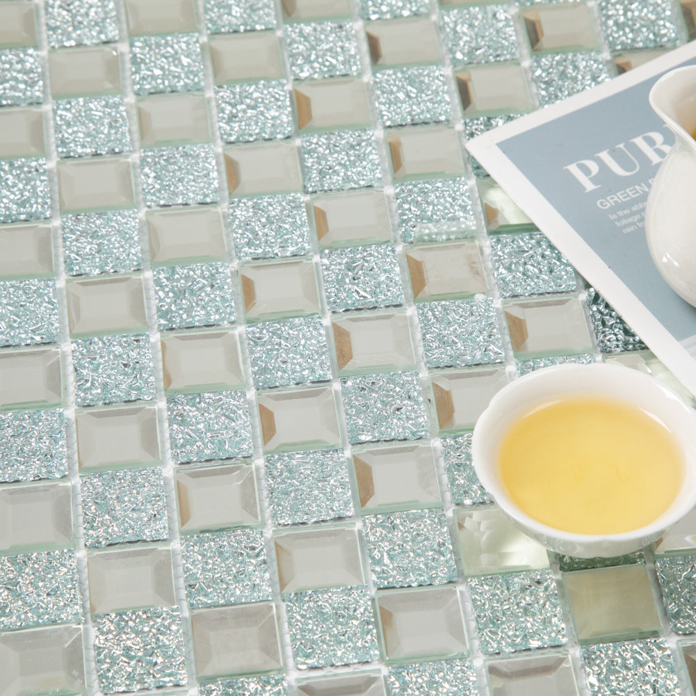 Mirror Glass Mosaic Tile Crystal Diamond Mosaic Tile Pack of 6